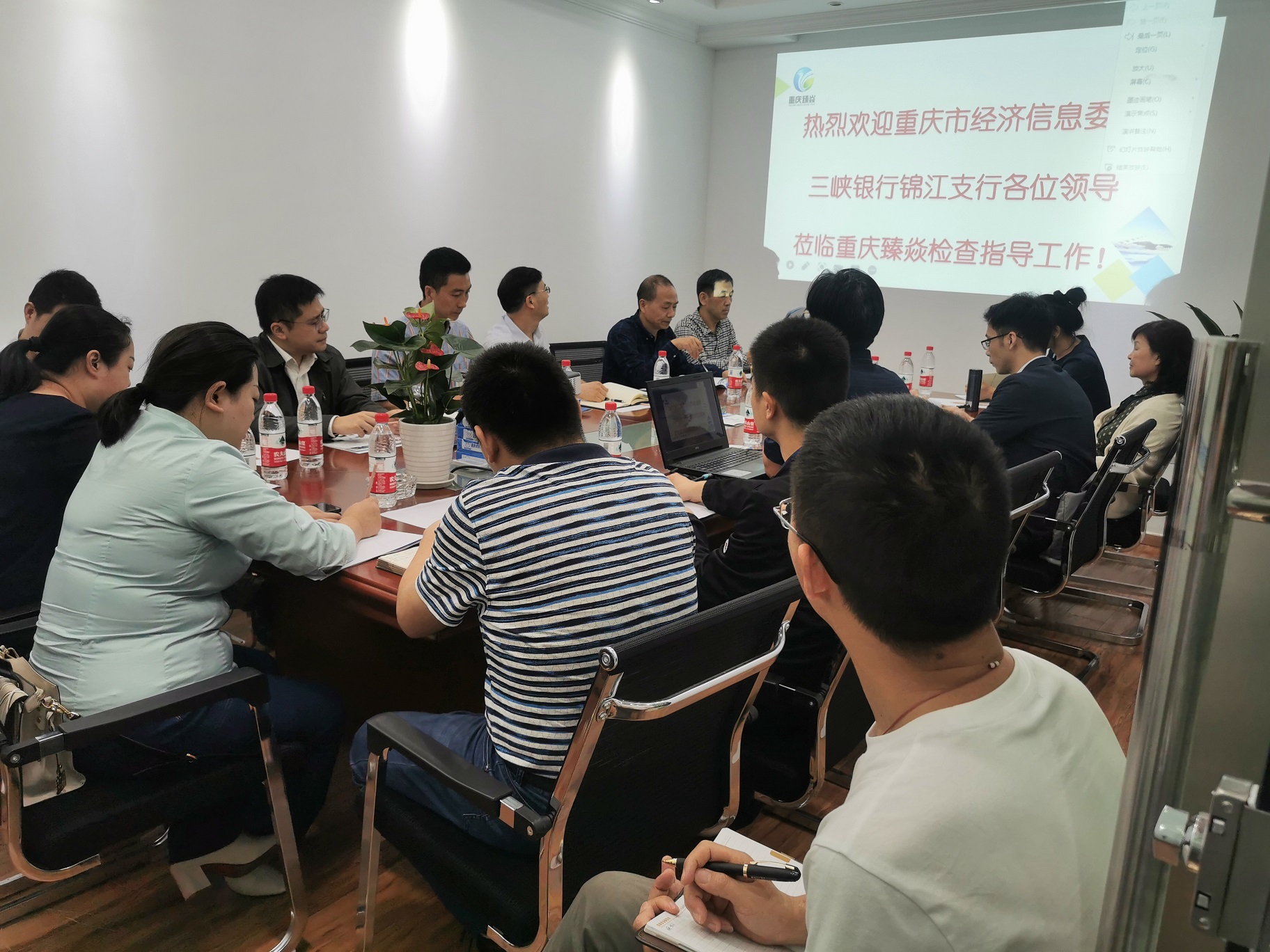 熱烈歡迎重慶市經信委和三峽銀行各位領導蒞臨重慶臻焱公司檢查指導工作